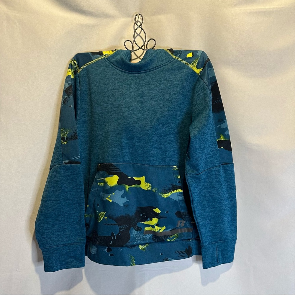 Russell Athletic Blue and Yellow Camo Kids Hoodie